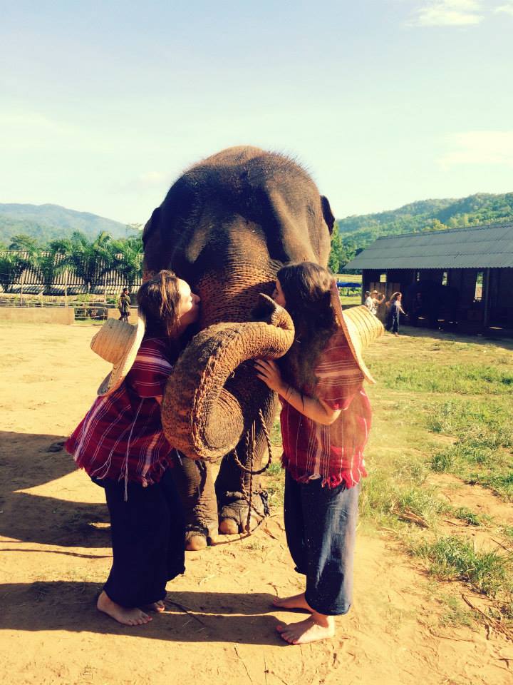 Kristine and i kissing elephant